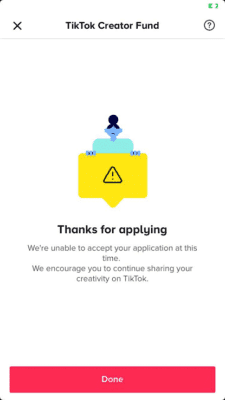 thank you message for tiktok fund application