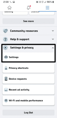 settings and privacy