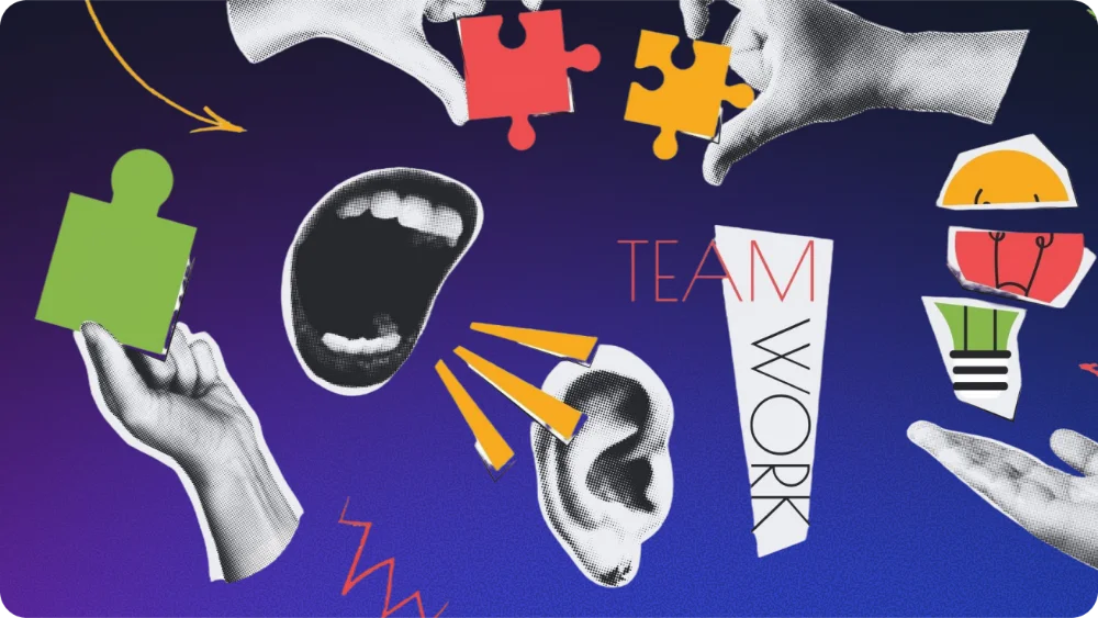 Artistic representation of collaboration, feedback, and team alignment